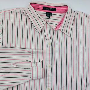 Lauren Ralph Lauren Striped Button Front Shirt Women's XL 3/4 Sleeves Careerwear